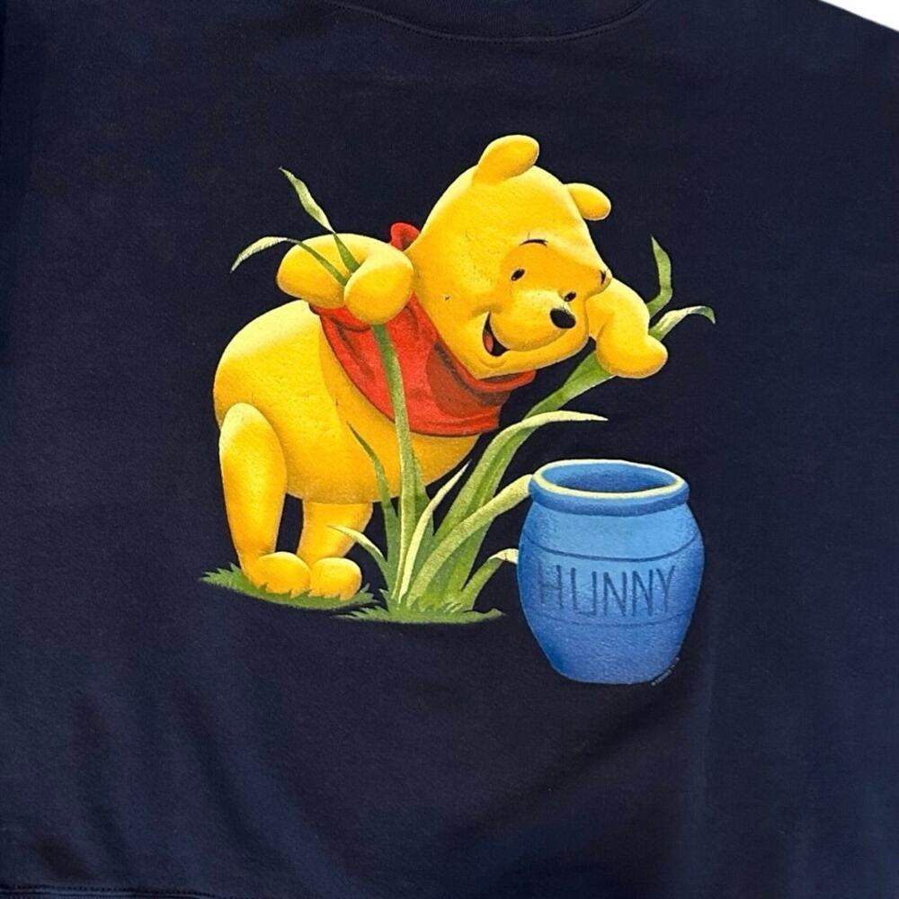 Vintage 90s Y2K Disney Pooh Navy Crewneck Sweatshirt Cottagecore Graphic XL - Picture 6 of 16